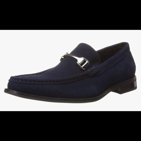 Stacy Adams Men's Flynn Moc-Toe Bit Slip-On Loafer size 8.5M-Navy - Picture 1 of 12